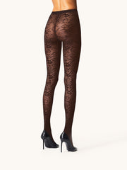 Snakeskin Jacquard Tights Bold Pattern Matte Elegance