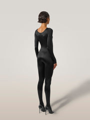 Luxurious Satin Catsuit Shimmery Finish