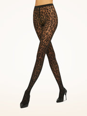 Sheer Opaque Tights with Animal Inspired Pattern