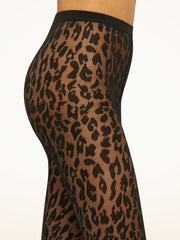 Sheer Opaque Tights with Animal Inspired Pattern