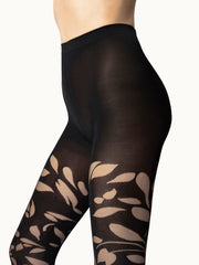 Floral Tights Sheer Blooms on Matte Legs