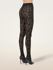Romantic Rose Tights Blooming Floral Pattern