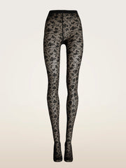 Romantic Rose Tights Blooming Floral Pattern