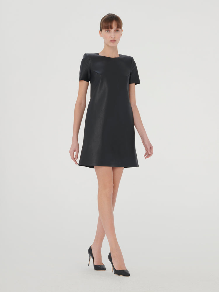 The Effortless Vegan Leather Mini Dress