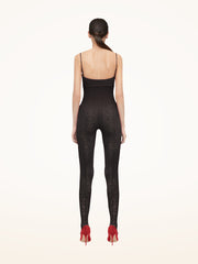 Delicate Sheer Pattern Jumpsuit Sleeveless All Over Knit