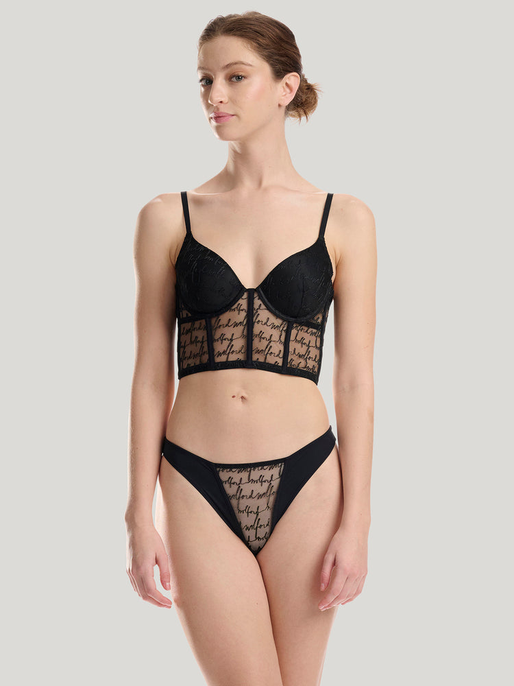 Sheer Tulle Embroidered Bikini Brief