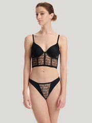 Sheer Tulle Embroidered Bikini Brief