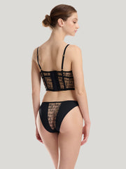 Sheer Tulle Embroidered Bikini Brief