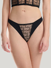 Sheer Tulle Embroidered Bikini Brief