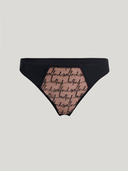 Sheer Tulle Thong with Embroidered Panels