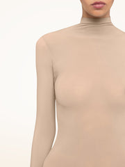 Sleek Sheer Bodysuit Long Sleeve High Neck