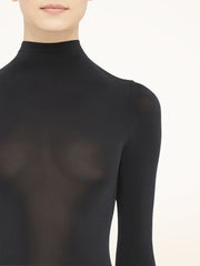 Sleek Sheer Bodysuit Long Sleeve High Neck