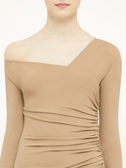 Asymmetric Draping Bodysuit with Kimono Sleeves