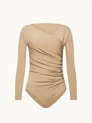 Asymmetric Draping Bodysuit with Kimono Sleeves