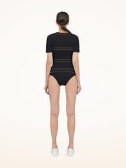 Sheer Net Lines Bodysuit