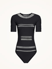Sheer Net Lines Bodysuit