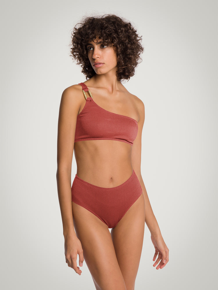 Bold Ribbed One Shoulder Crop Top